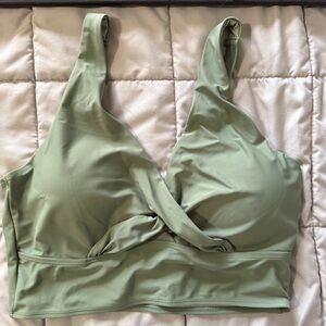 Olive Sage Green Twist-Front Women’s Swim Bikini Top